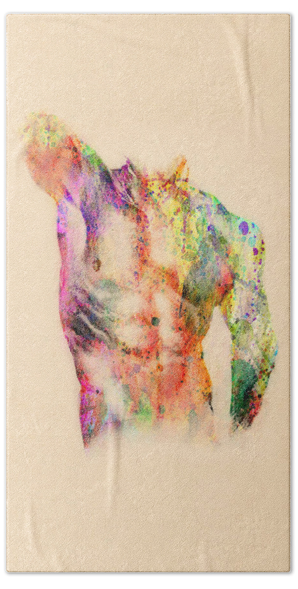 Male Nude Art Hand Towel featuring the digital art Abstractiv Body by Mark Ashkenazi
