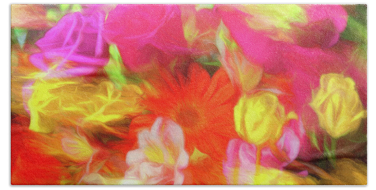 Splashy Colors Hand Towel featuring the photograph Summer Flowers by George Robinson