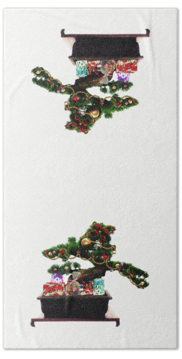 Bonsai Christmas Tree Hand Towel featuring the digital art Bonsai Christmas Tree by Gravityx9 Designs