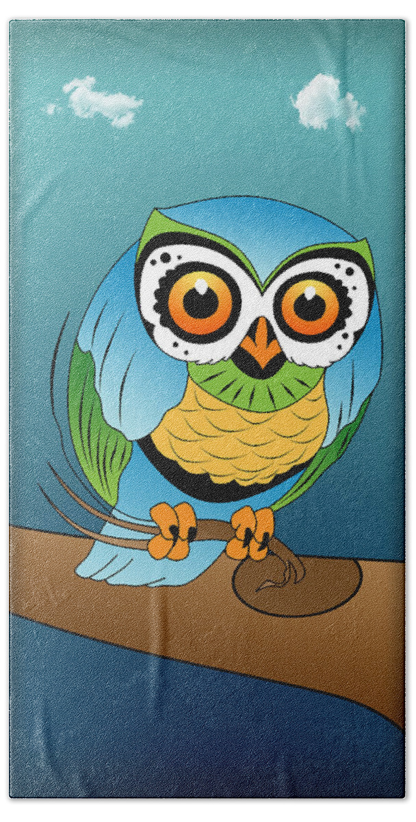 Owl Hand Towel featuring the digital art Owl 2 by Mark Ashkenazi