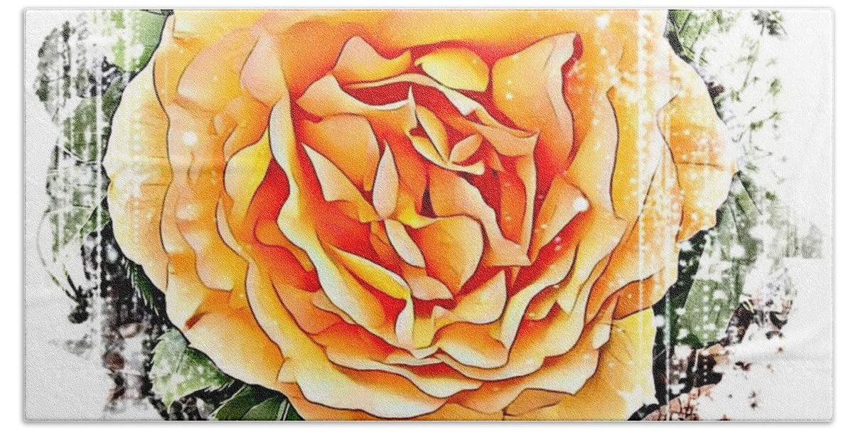 Art Bath Towel featuring the photograph Arty orange rose by Steven Wills