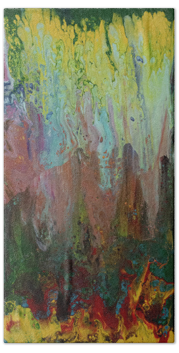 Green Bath Towel featuring the mixed media Ascending by Aimee Bruno