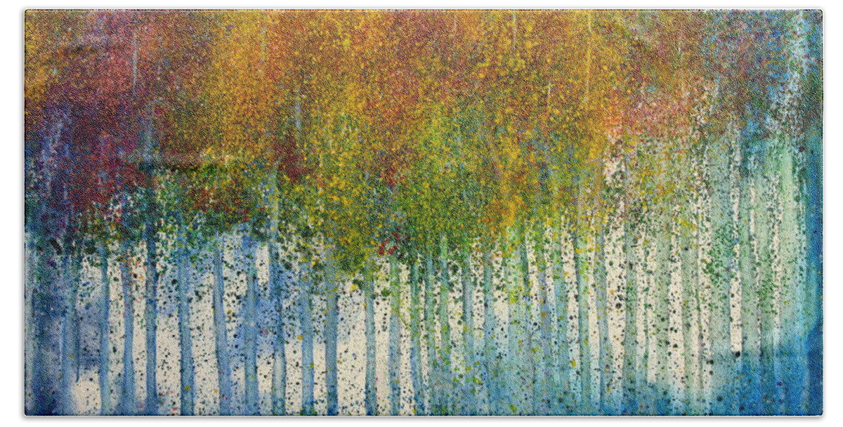Trees Hand Towel featuring the painting Aspen Pallisade by Gregg Caudell