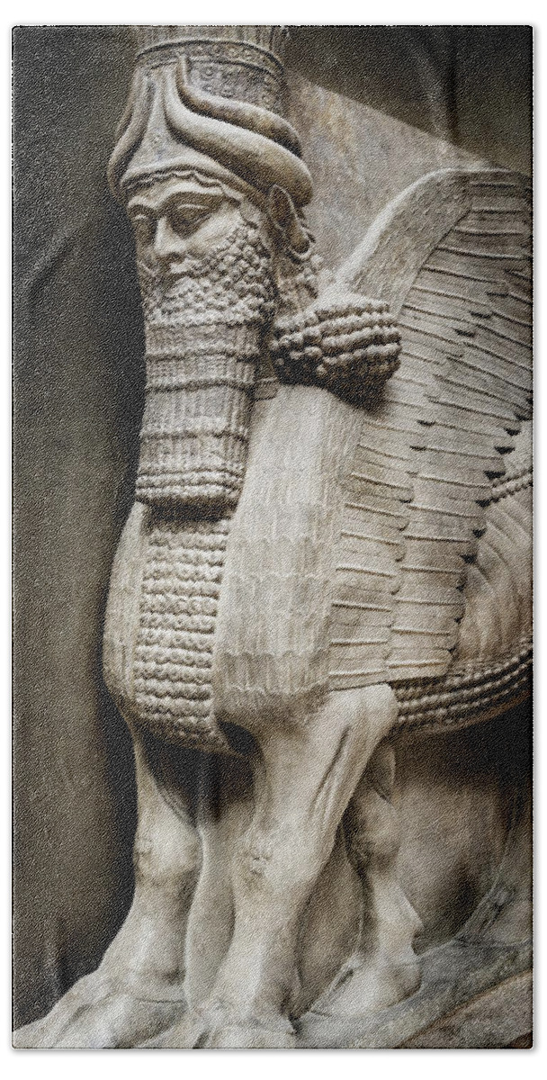 Assyrian Human Headed Winged Bull Bath Towel featuring the photograph Assyrian Human-headed Winged Bull by Weston Westmoreland