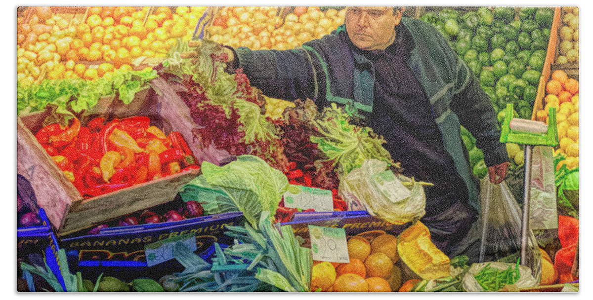Color Bath Towel featuring the photograph At The Market by Robert Bolla