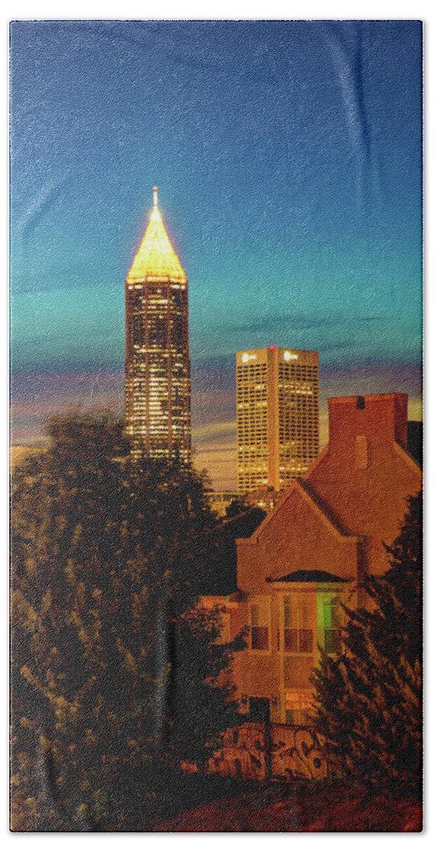 Atlanta Georgia Hand Towel featuring the photograph Atlanta at Dusk - Skyscraper Photography by Gregory Ballos