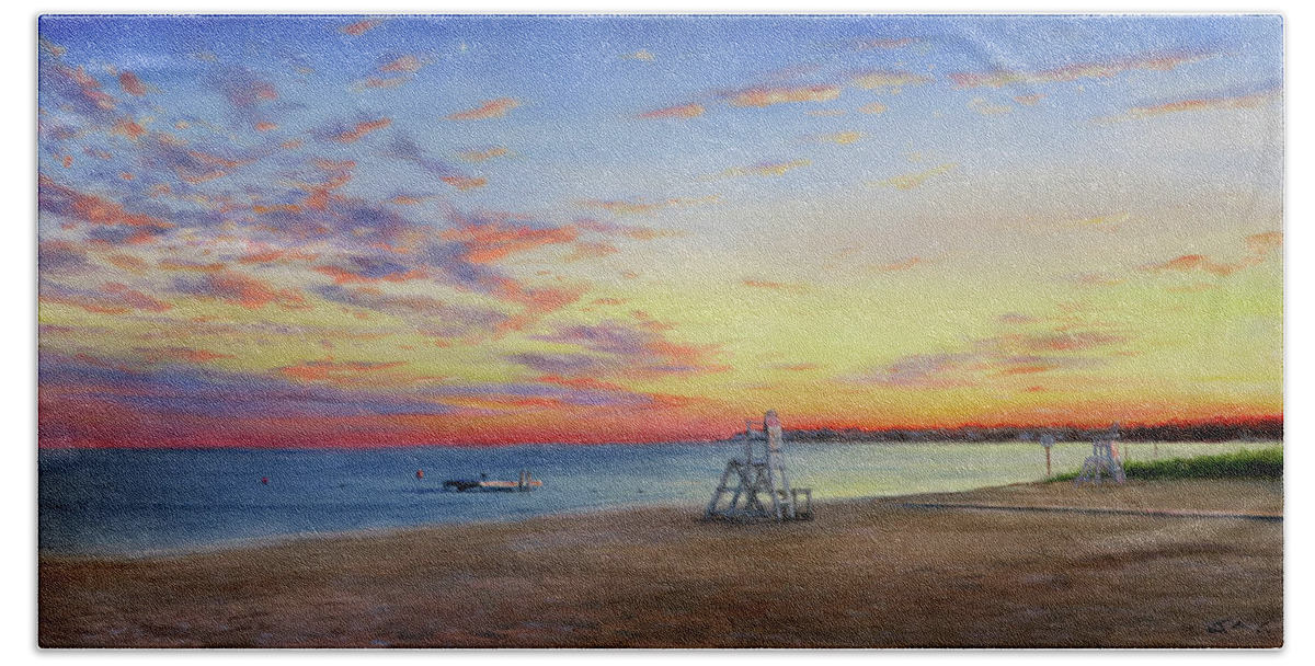 Sunset Bath Towel featuring the painting Atlantic Sunset by Jonathan Gladding
