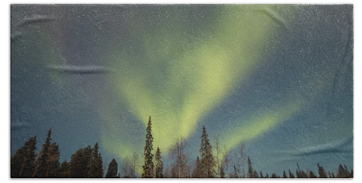 Aurora Borealis Bath Towel featuring the photograph Dance of wild nature - Aurora borealis by Vaclav Sonnek