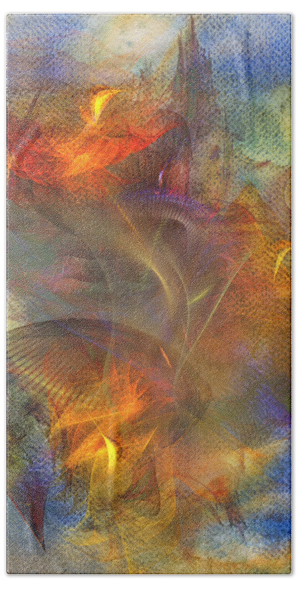 Autumn Ablaze Hand Towel featuring the digital art Autumn Ablaze by Studio B Prints
