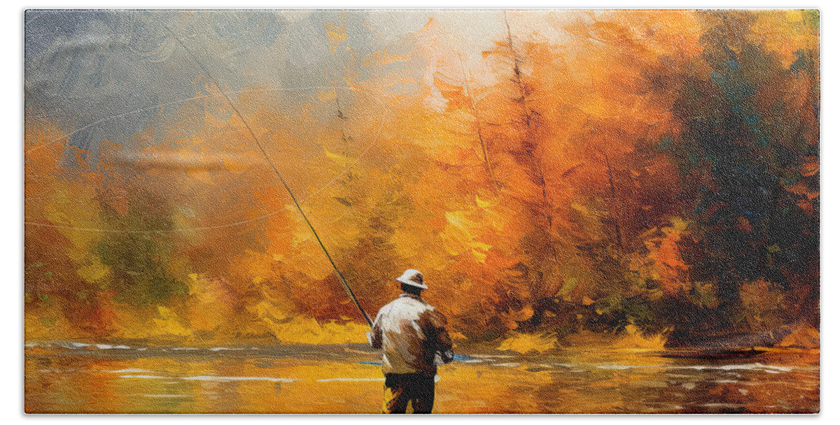 Autumn Angler - A Vibrant Impressionist Painting of a Man Fly Fishing on a  Lake Bath Towel by Lourry Legarde - Pixels Merch