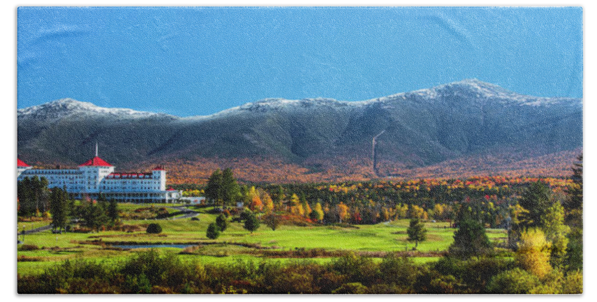 Autumn Bath Towel featuring the photograph Autumn at the Mount Washington Pano by White Mountain Images