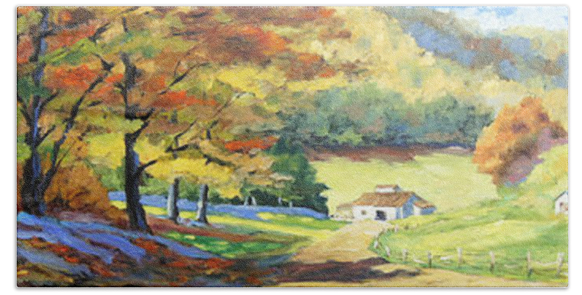Art Bath Towel featuring the painting Autumn Beauty by Richard T Pranke