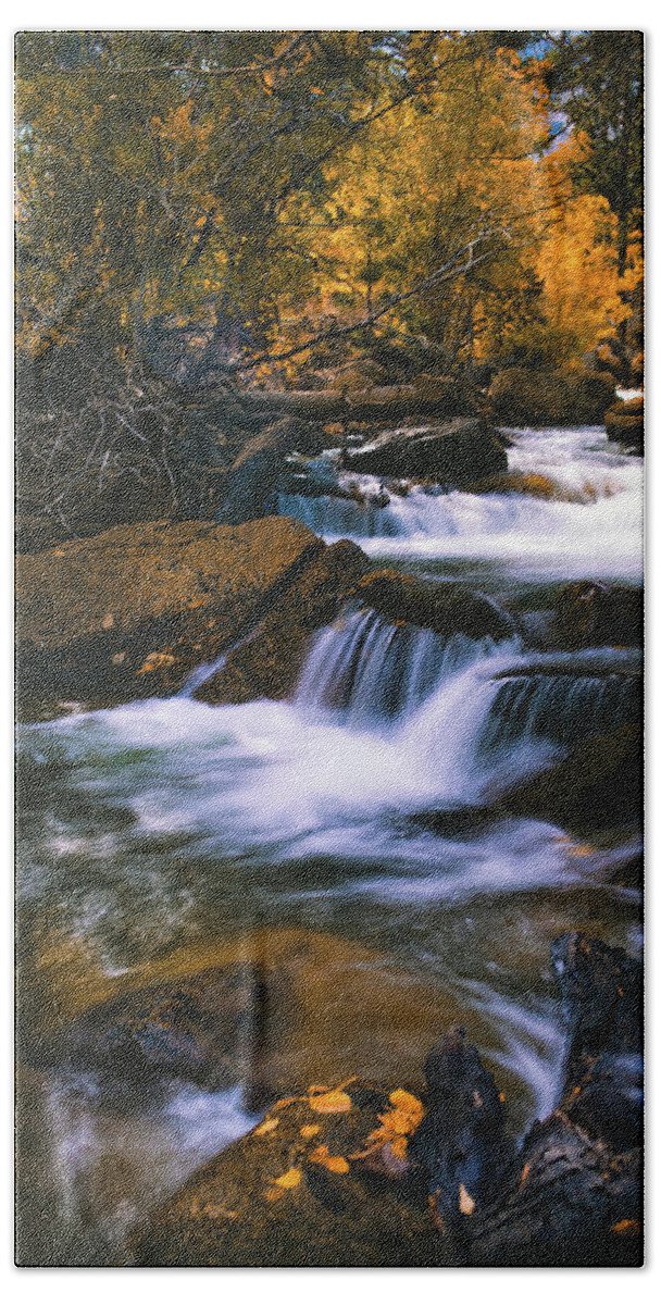 Water Hand Towel featuring the photograph Autumn Cascade by Jason Roberts