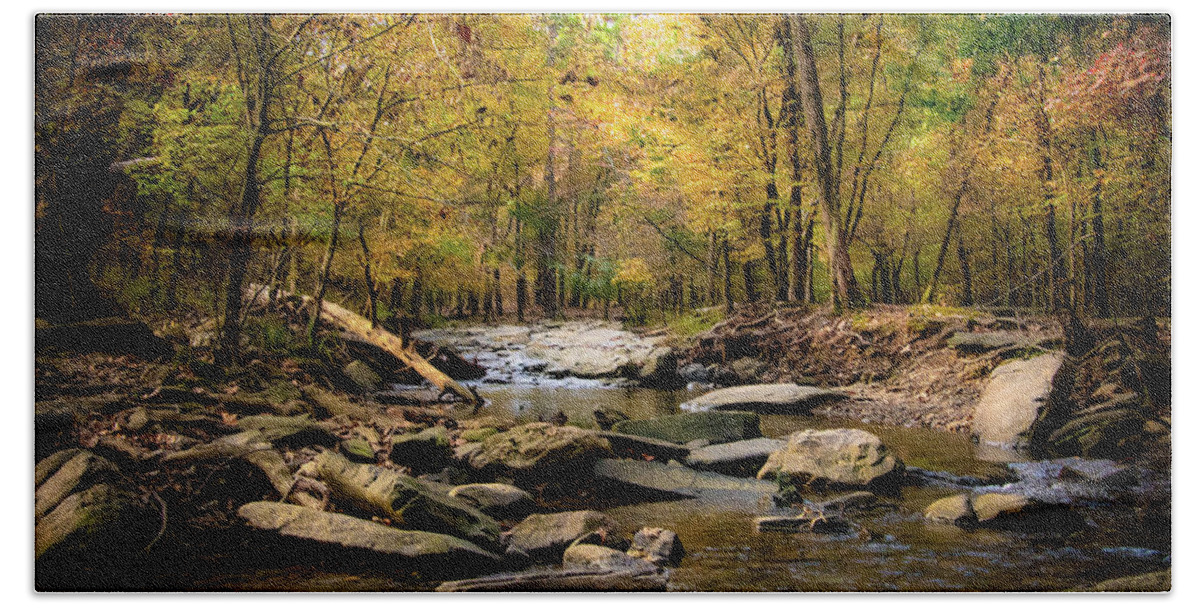 Creek Bath Towel featuring the photograph Autumn Creek by Pam Rendall