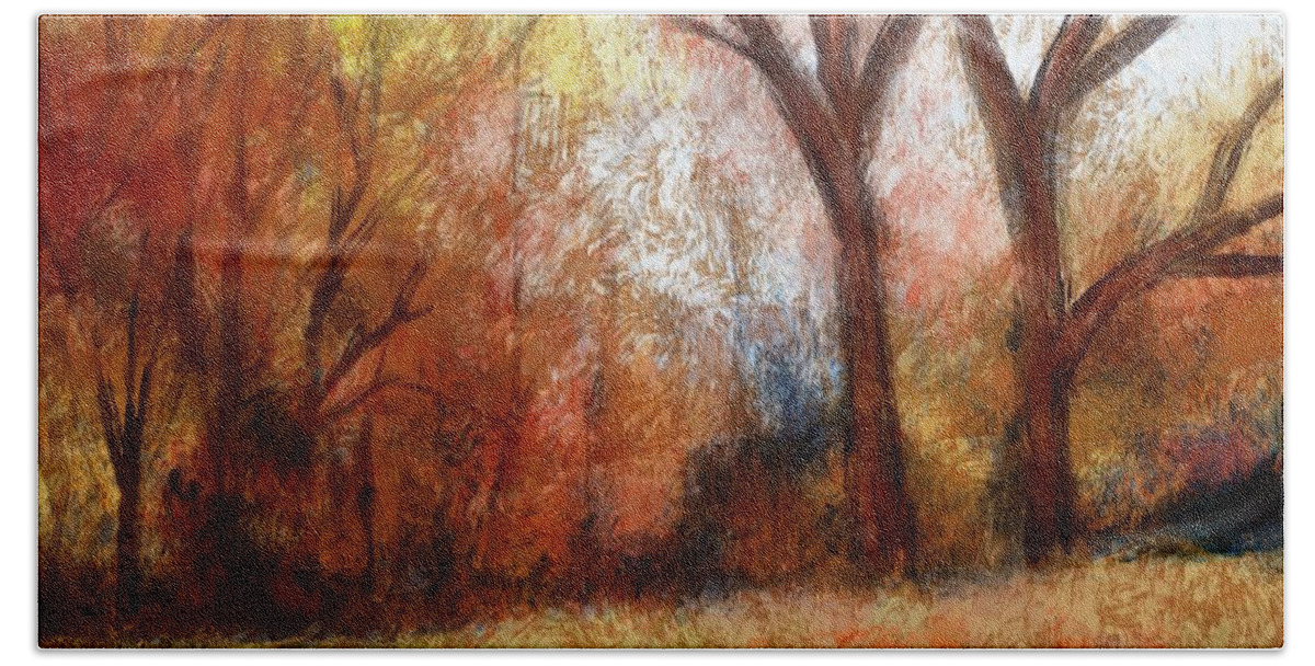 Oil Painting Bath Towel featuring the digital art Autumn Embrace by Larry Whitler