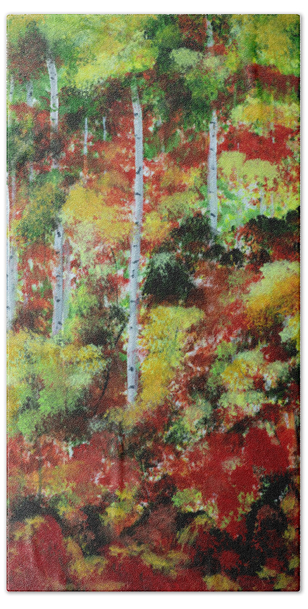 Autumn Hand Towel featuring the painting Autumn in Colorado by Mark Ross