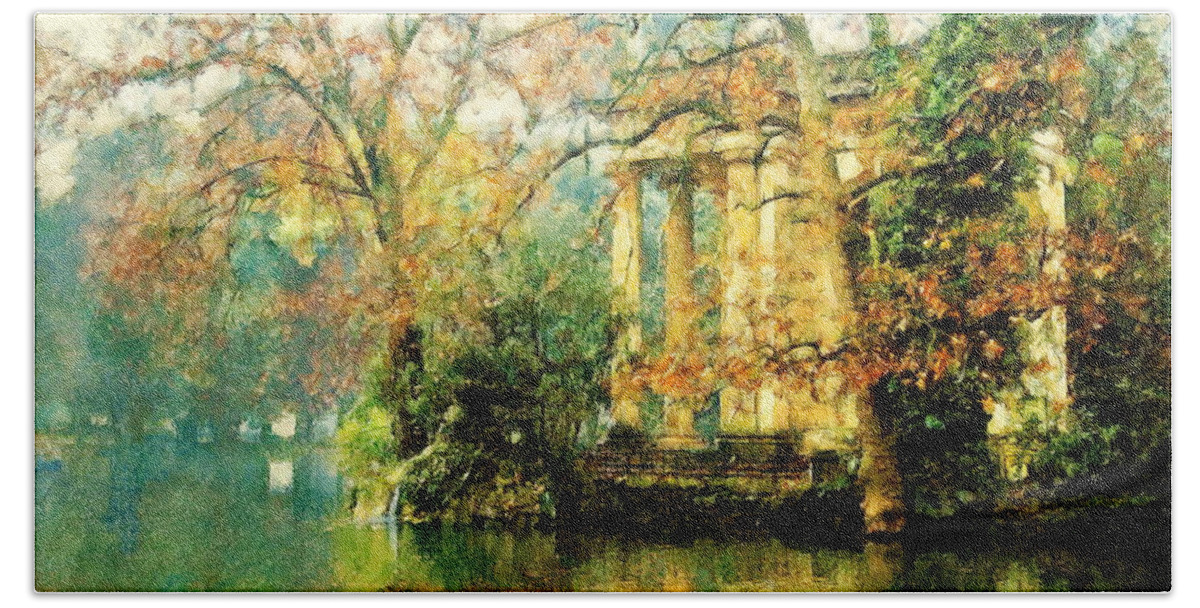 Autumn In The Park Hand Towel featuring the digital art Autumn in the park by Jerzy Czyz