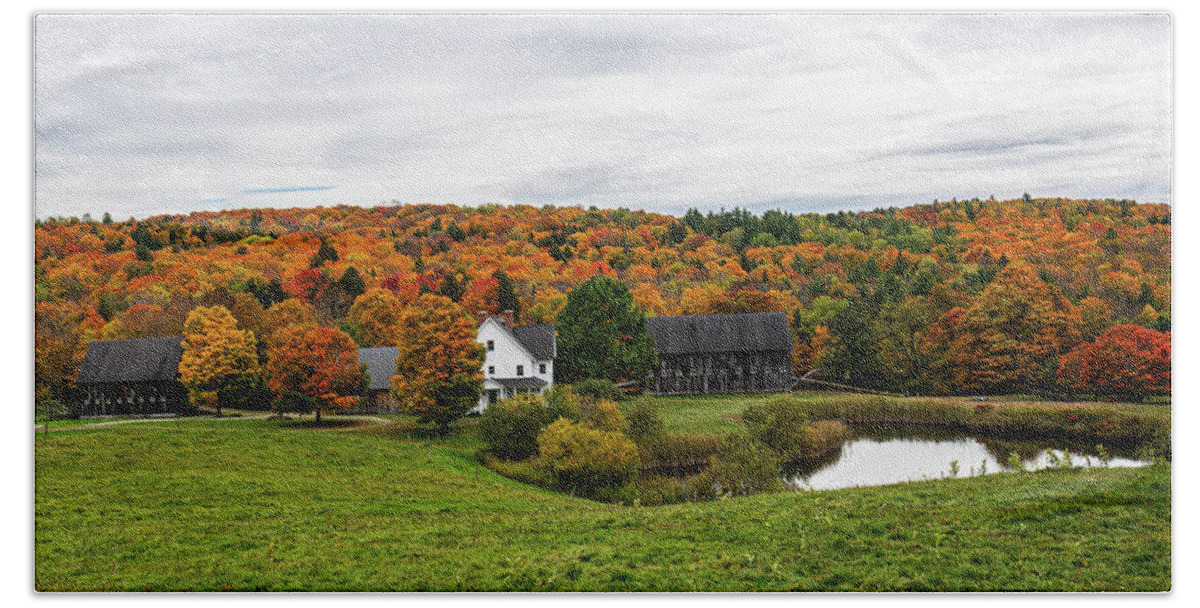 Fall Hand Towel featuring the photograph Autumn in Vermont in the Woodstock Countryside 8 by Ron Long Ltd Photography