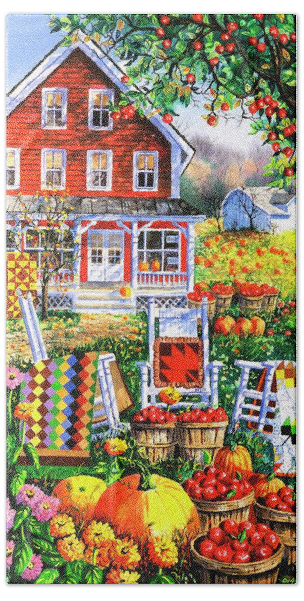 Autumn Bath Towel featuring the painting Autumn Joy by Diane Phalen