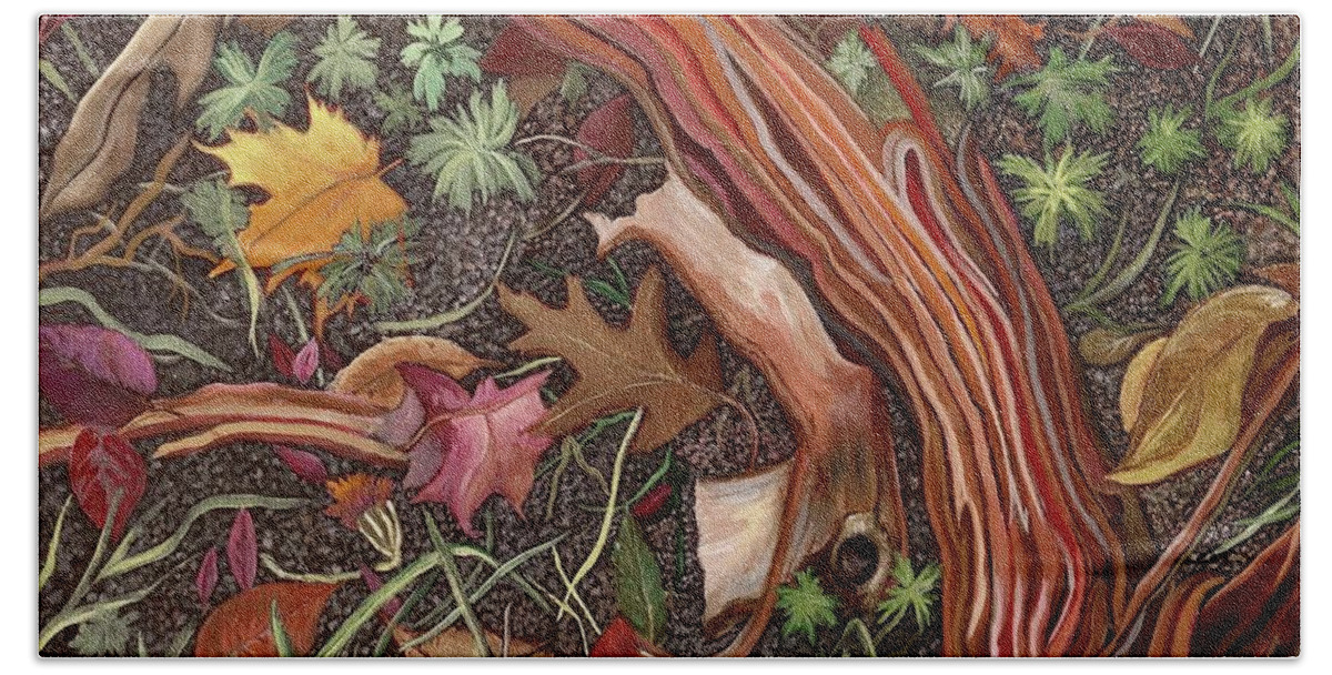 Nature Bath Towel featuring the painting Autumn Lullaby by Reb Frost