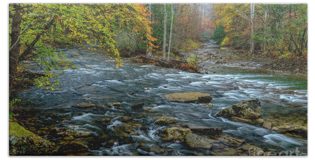 Elk River Bath Towel featuring the photograph Autumn Morning on Back Fork by Thomas R Fletcher