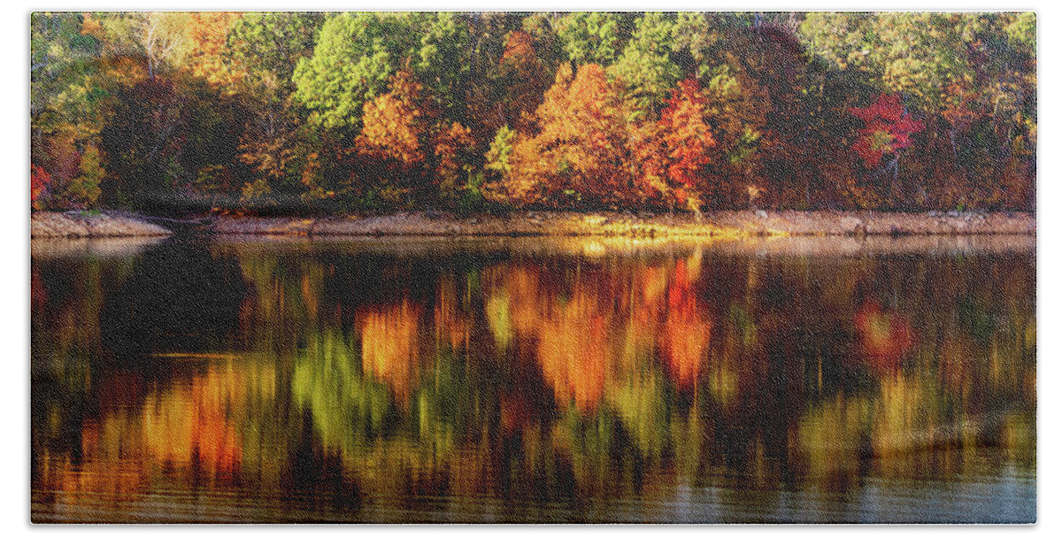 Lake Hand Towel featuring the photograph Autumn Reflection by Allin Sorenson