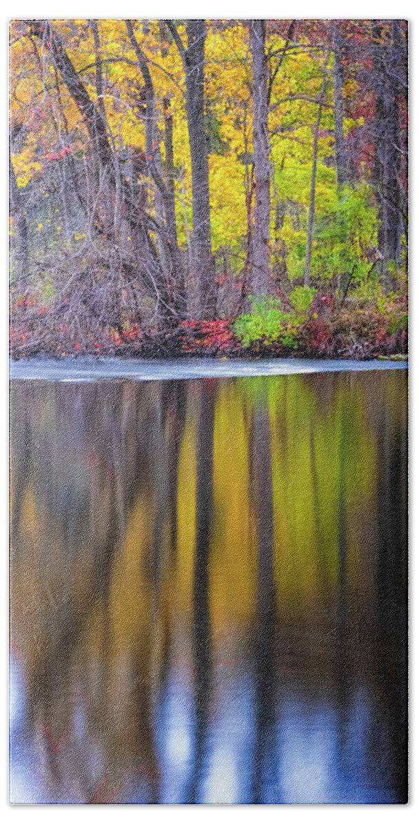 Lake Reflection Hand Towel featuring the photograph Autumn Reflection III by Tom Singleton