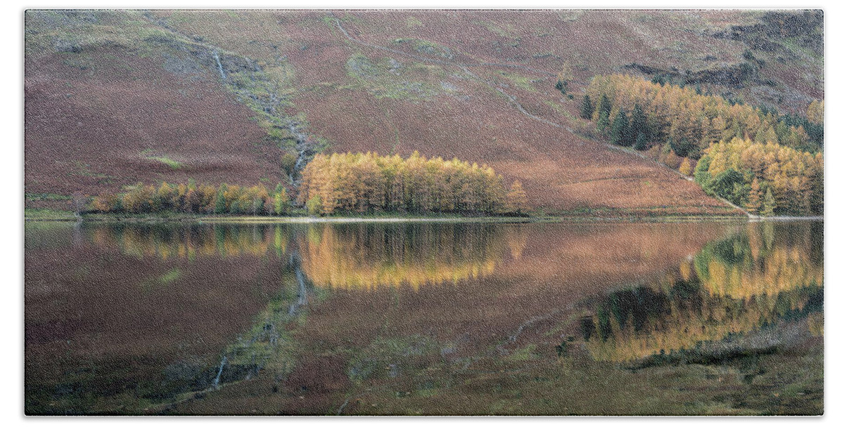 Autumn Hand Towel featuring the photograph Autumn Reflections, Butteremere, Lake District, England, Uk by Sarah Howard