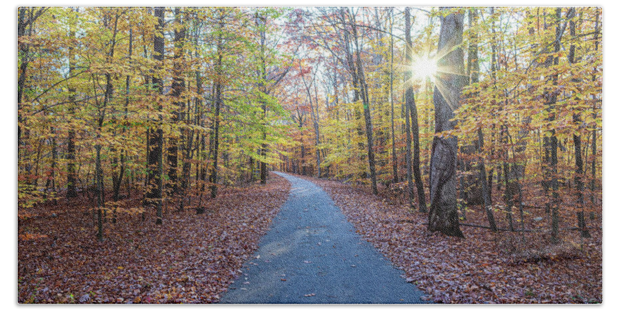 Autumn Bath Towel featuring the photograph Autumn Road in New Jersey by Amelia Pearn