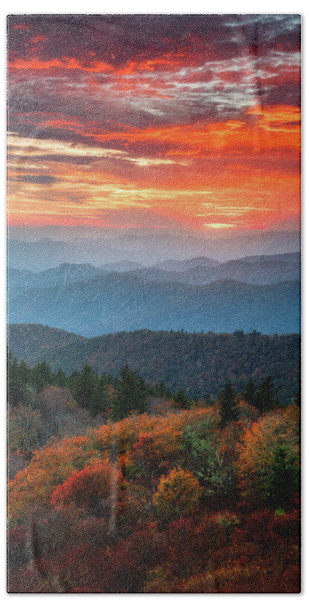Autumn Bath Towel featuring the photograph Autumn Sunset NC Blue Ridge Mountains Landscape Photography Asheville North Carolina Scenic Outdoors by Dave Allen