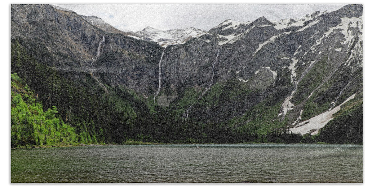Avalanche Falls Bath Towel featuring the photograph Avalanche Lake - Glacier National Park by Richard Krebs