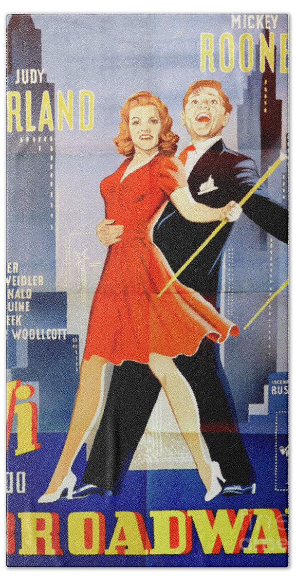 Synopsis Hand Towel featuring the mixed media ''Babes on Broadway'', 1941 by Movie World Posters