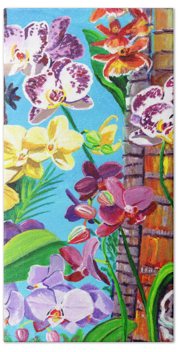 Orchids Hand Towel featuring the painting Baby Beach Orchids 2 by Marionette Taboniar