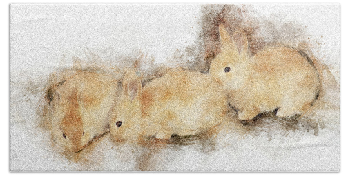 Rabbits Bath Towel featuring the photograph Baby Bunnies - The Art of Cuteness by Peggy Collins