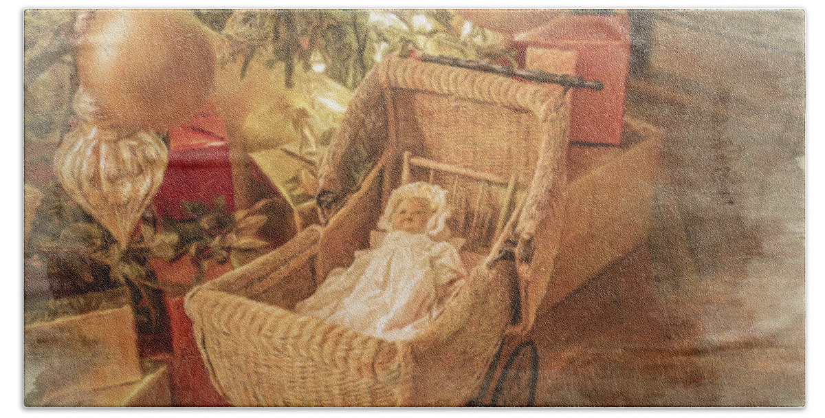 Baby Hand Towel featuring the photograph Baby Doll in Antique Buggy by Diane Lindon Coy