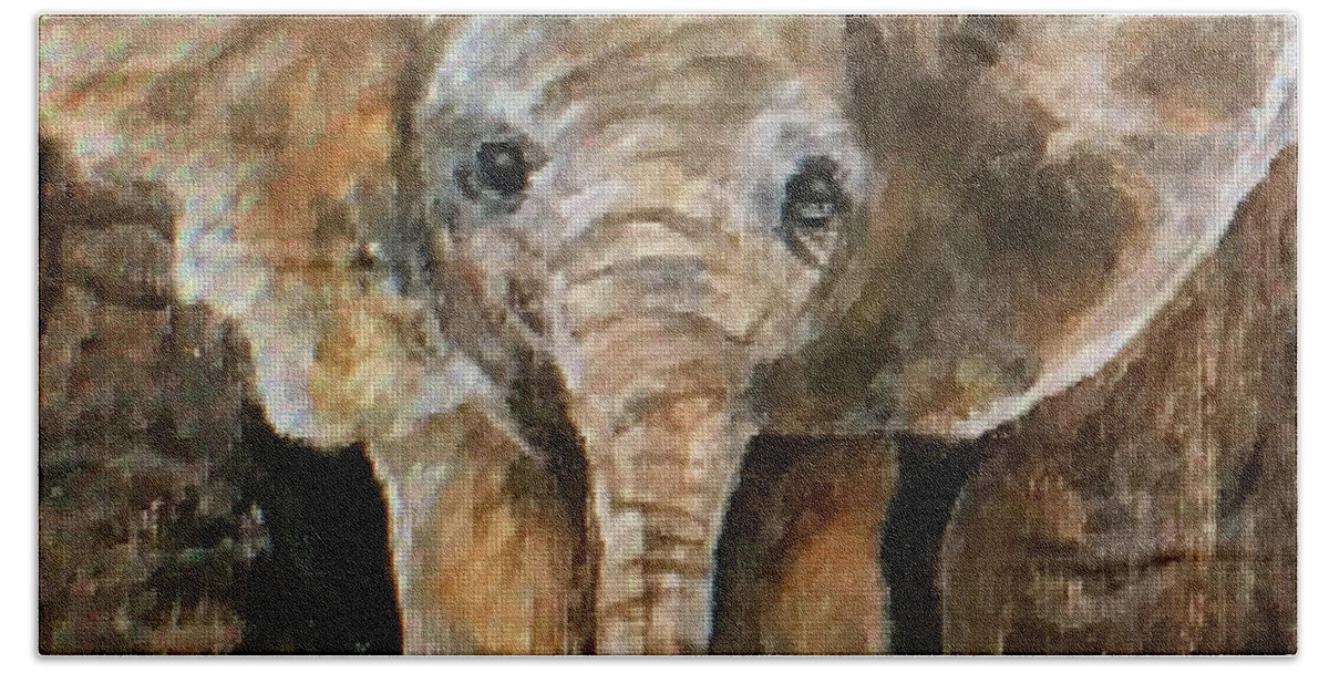 Art Hand Towel featuring the painting Baby Elephant by Tammy Pool