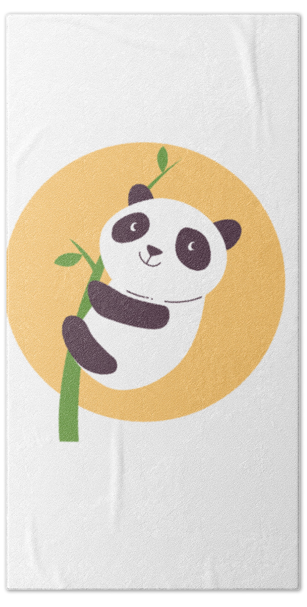 Adorable Bath Towel featuring the digital art Baby Panda Hugging an Eucalyptus Plant by Jacob Zelazny