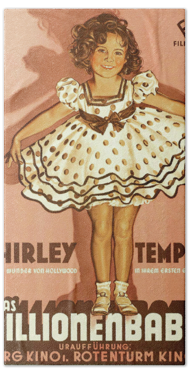 Baby Hand Towel featuring the mixed media ''Baby Take a Bow'', with Shirley Temple, 1934 by Stars on Art