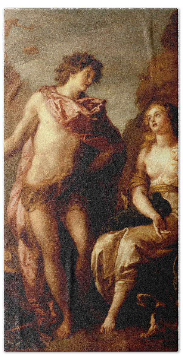 Charles De La Fosse Bath Towel featuring the painting Bacchus and Ariadne, 1699 by Charles de La Fosse