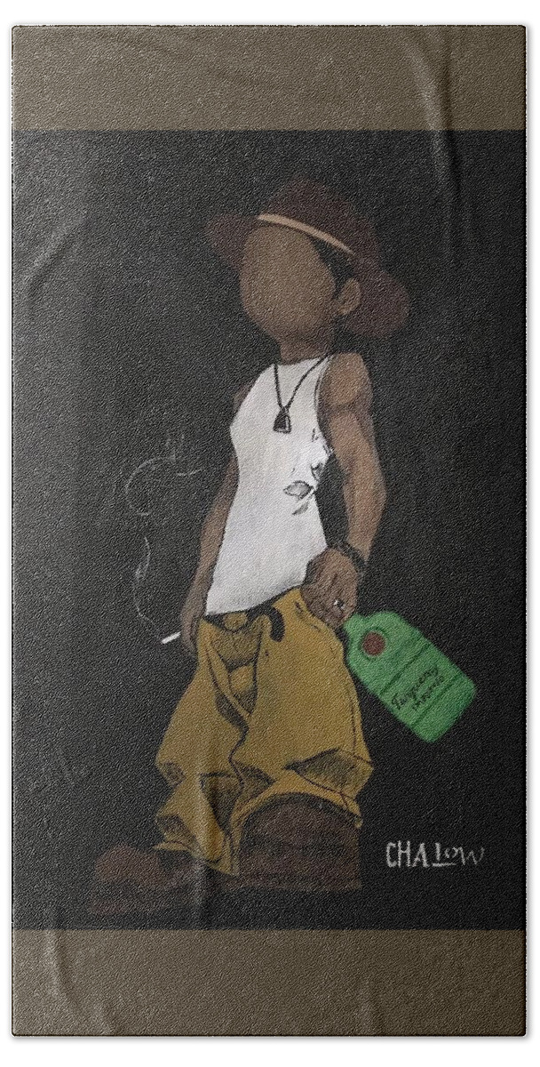  Bath Towel featuring the painting Back N The Day Dude by Charles Young