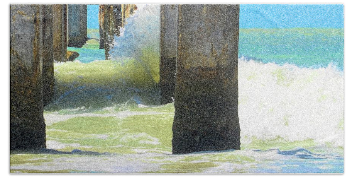 Stone Fishing Pier Bath Towel featuring the photograph Back To Boca by Alison Belsan Horton
