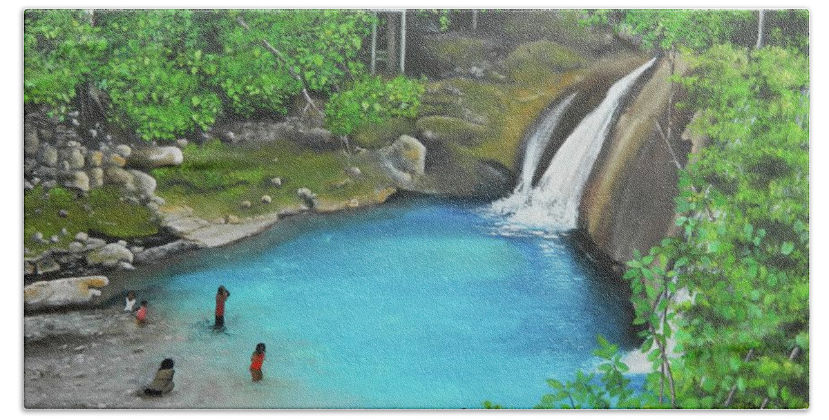 Jamaica Art Bath Towel featuring the painting Back To Reality by Kenneth Harris