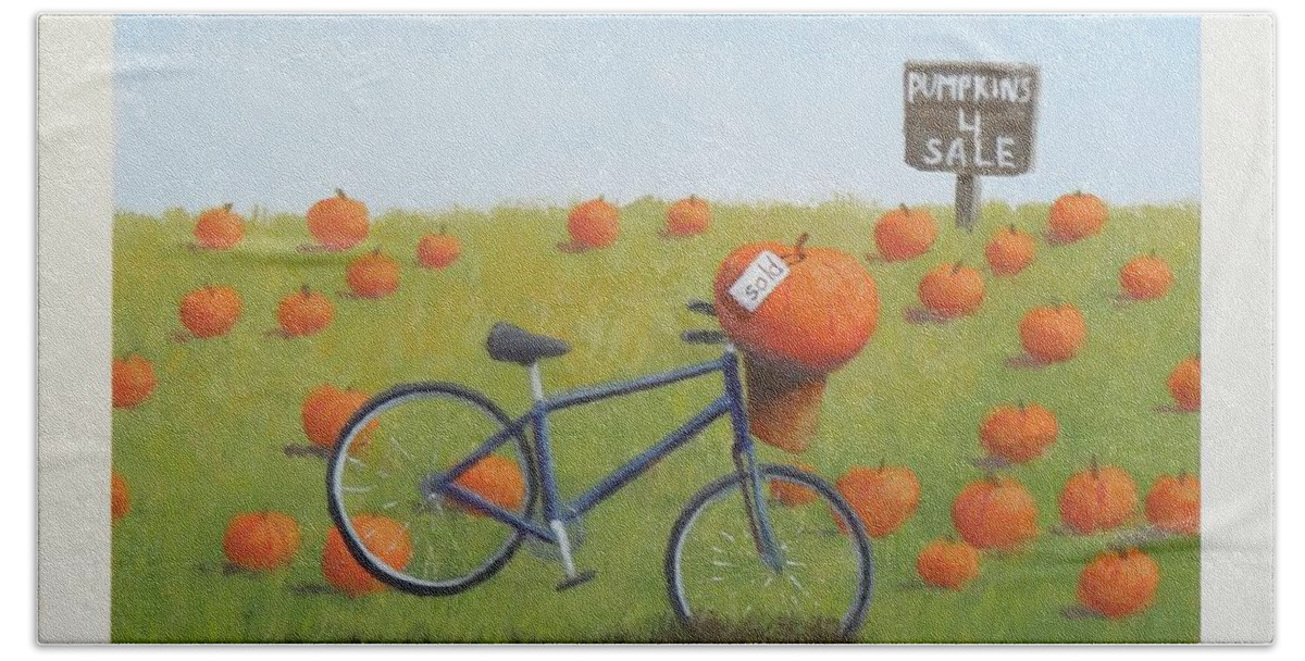 Bicycle Bath Towel featuring the painting Bad Choice by Phyllis Andrews