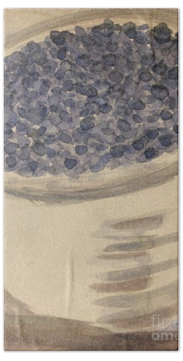  Bath Towel featuring the painting Bag of Blueberries by Nina Jatania