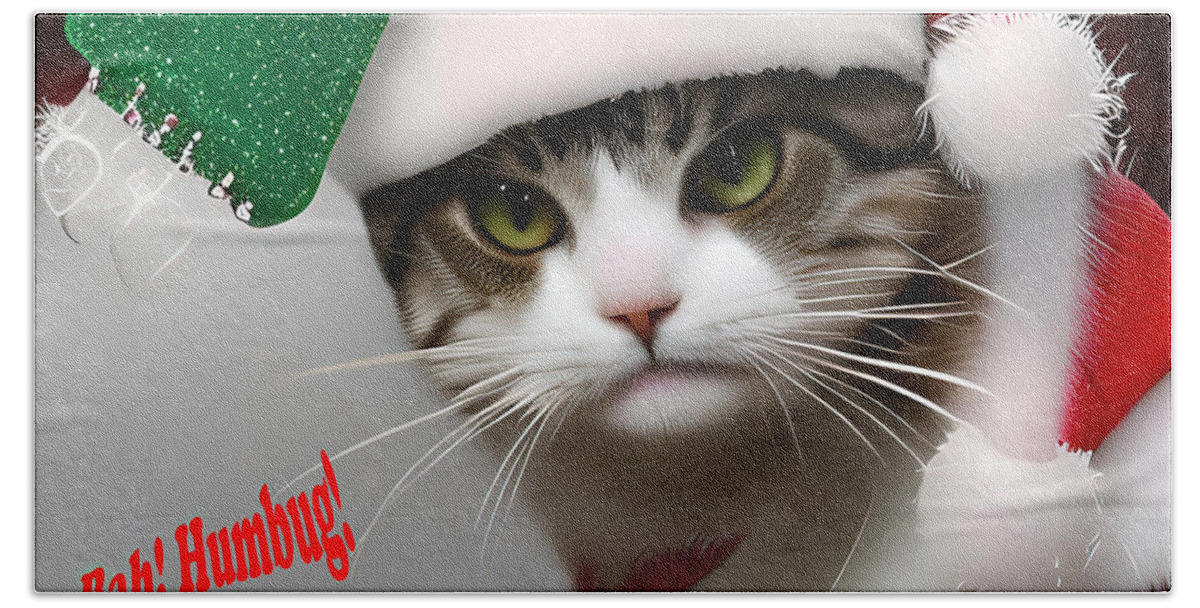 Cat Bath Towel featuring the photograph Bah humbug by Floyd Snyder