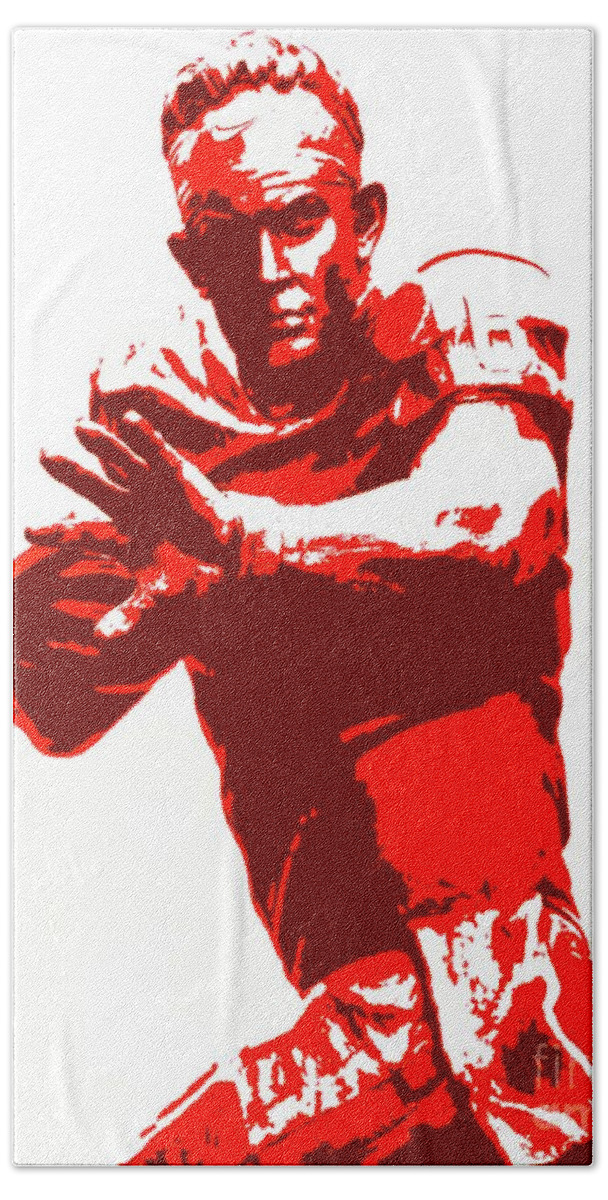 Baker Mayfield Bath Towel featuring the painting Baker Mayfield Statue by Jack Bunds
