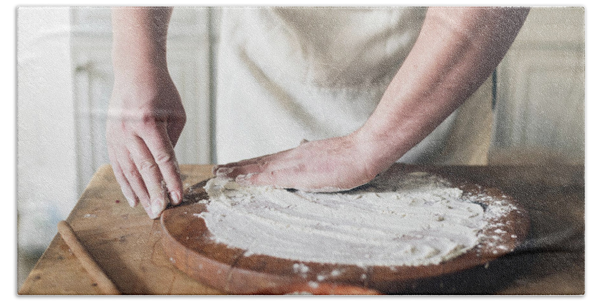 Baker Bath Towel featuring the photograph Baking bread by Jelena Jovanovic