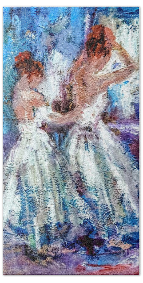 Gifts Bath Towel featuring the painting Impressionist Ballerina Paintings by Mary Cahalan Lee - aka PIXI