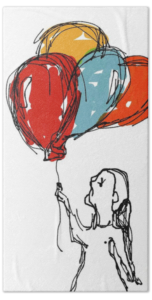  Hand Towel featuring the painting Balloon Girl by Oriel Ceballos