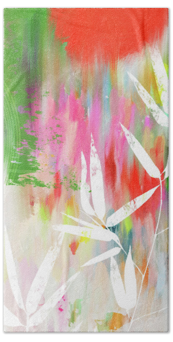 Bamboo Bath Towel featuring the mixed media Bamboo Garden- Art by Linda Woods by Linda Woods